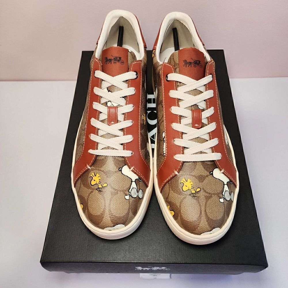 NIB CF162 COACH PEANUTS CLIP LOW TOP SNEAKERS SNOOPY WOODSTOCK MEN'S 11 D